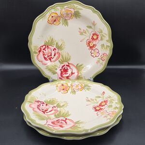 Pier 1 AUDREY Dinner Plates set of 3 11"  Floral Cottage Core English Garden